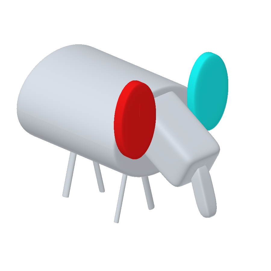 Toy elephant: input primitives colored by appearance-condition assignment.
